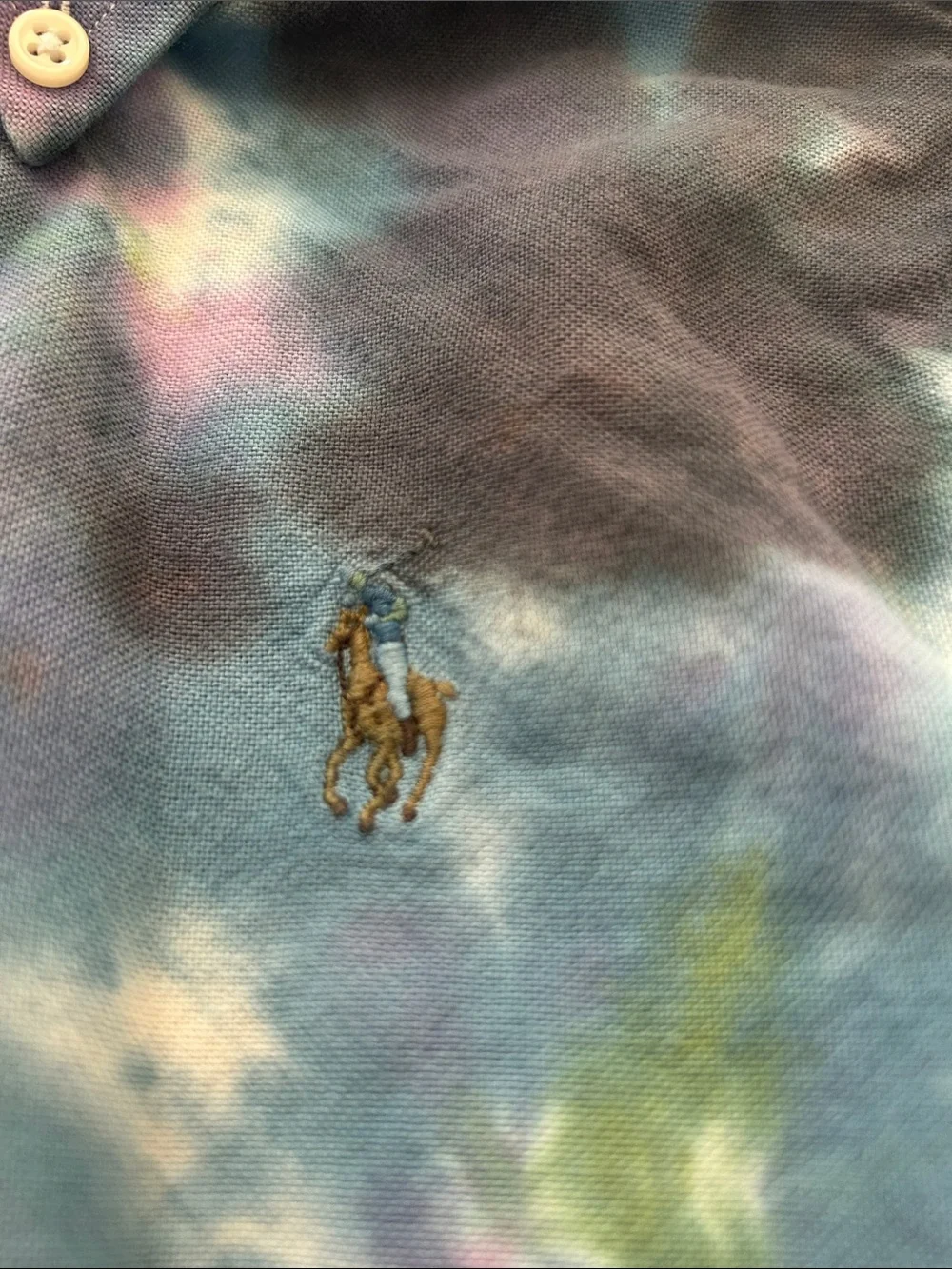 Ralph Lauren Vintage 90s Boys Tie Dye Button Down Shirt - Made in USA - Size 4